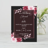 black and white wedding invitation kaart (Staand voorkant)