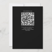 Black And White Wedding Invitation QR Code Kaart (Achterkant)
