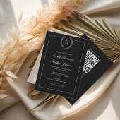 Black And White Wedding Invitation QR Code Kaart