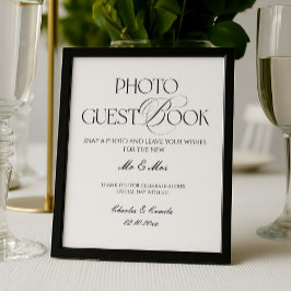 Black and White Wedding Photo Guest Book Poster
