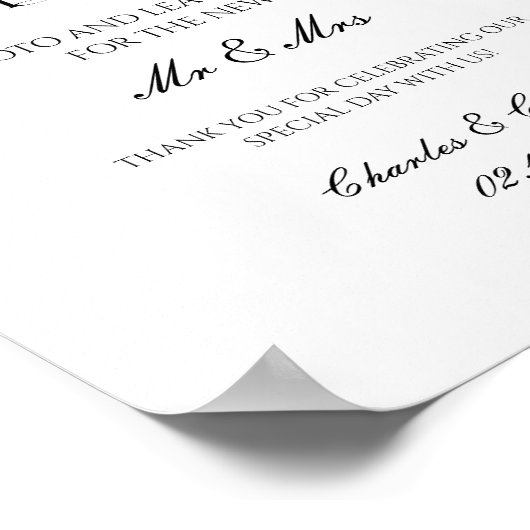 Black and White Wedding Photo Guest Book Poster (Hoek)