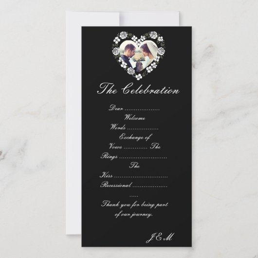 Black and White Wedding Program & Celebration Itin Feestdagenkaart (Voorkant)