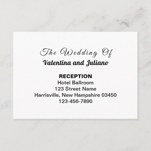 Black and White Wedding Reception Enclosure Card Informatiekaartje (Voorkant)