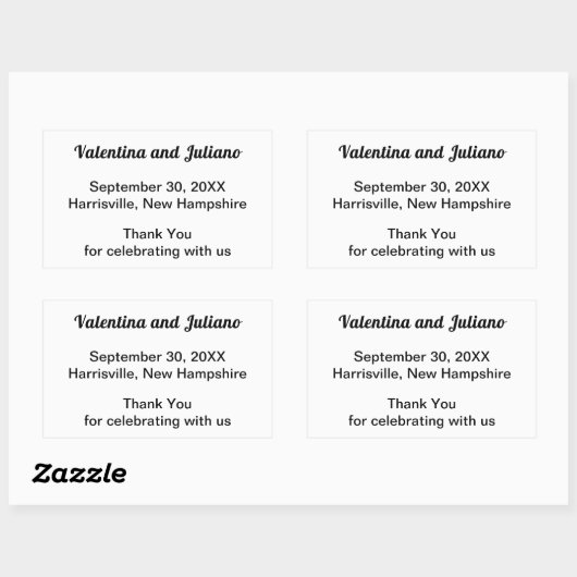 Black and White Wedding Rectangle Favor Sticker (Vel)