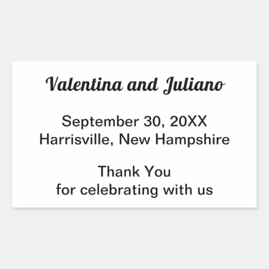 Black and White Wedding Rectangle Favor Sticker (Voorkant)