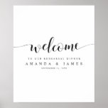 Black and White Wedding Rehearsal Dinner Welcome Poster<br><div class="desc">We hebben deze eenvoudige, levendige huwelijksrepetitie een welkome sjabloon van het poster gegeven met een spetter van panache met 'Welkom' in een stromend modern lettertype. We houden van de gestileerde, langwerpige bloei aan beide uiteinden van het woord. Blader alsjeblieft door ons poster collectie voor huwelijksverwelkoming, waar je verschillende kleurversies ziet...</div>