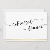 Black and White Wedding Rehearsal Invite Gold Line Kaart (Voorkant)
