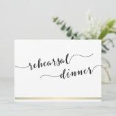 Black and White Wedding Rehearsal Invite Gold Line Kaart (Staand voorkant)