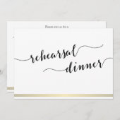 Black and White Wedding Rehearsal Invite Gold Line Kaart (Voorkant / Achterkant)