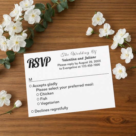 Black and White Wedding RSVP Kaartje