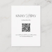 Black and White Wedding RSVP Qr Code Informatiekaartje (Voorkant)