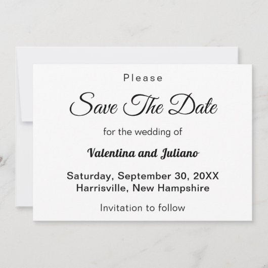 Black and White Wedding Save The Date (Voorkant)