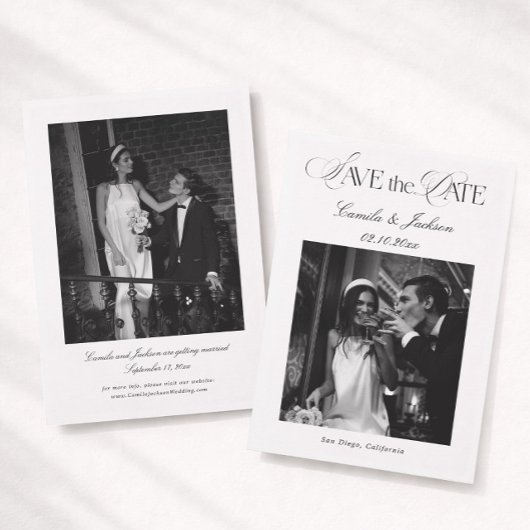 Black and White Wedding Save the Date Kaart