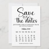black and white wedding save the dates Calendar  Date (Voorkant)
