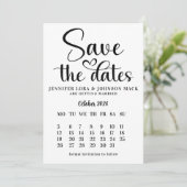 black and white wedding save the dates Calendar Save The Date (Staand voorkant)