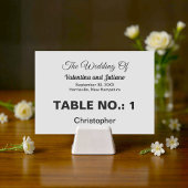 Black and White Wedding Table Number Kaart