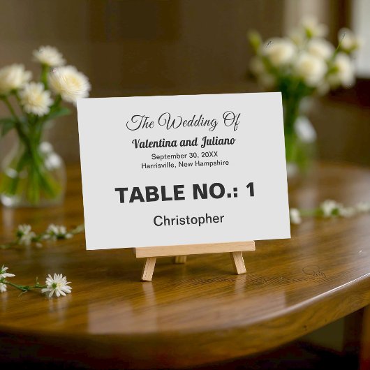 Black and White Wedding Table Number Kaart
