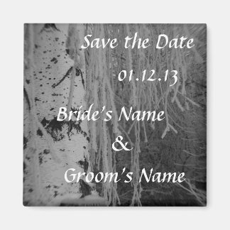 Black and White Weeping Birch Wedding Magnet