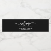 Black and White Welcome Lettering Custom Wedding Waterfles Etiket (Enkel label)