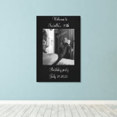 Black and white Welcome to the birthday party  Canvas Afdruk (Insitu (Houten vloer))