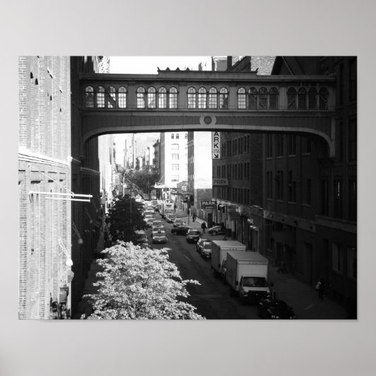 Black and White West Village Skybridge, Small Poster (Voorkant)