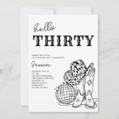 Black and White Western Rodeo 30th Birthday Party Kaart (Voorkant)