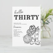 Black and White Western Rodeo 30th Birthday Party Kaart (Staand voorkant)