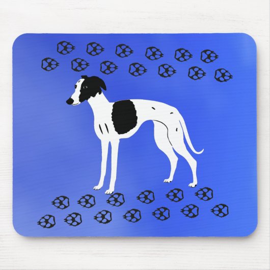 Black and White Whippet Dog Muismat (Voorkant)