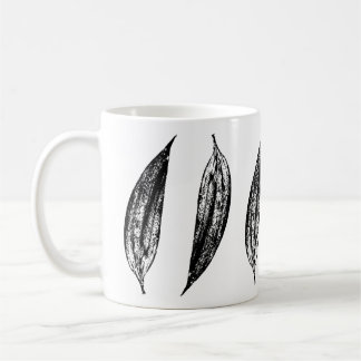 Black and White White Lily Leaf Print Koffiemok