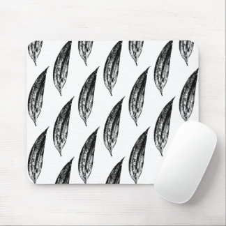Black and White White Lily Leaf Print Muismat