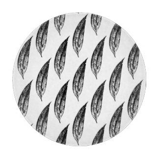 Black and White White Lily Leaf Print Snijplank