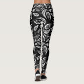 "Black and White Wild Swirls" Yoga Pant Leggings (Achterkant)