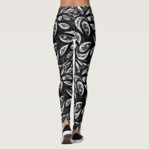 "Black and White Wild Swirls" Yoga Pant Leggings