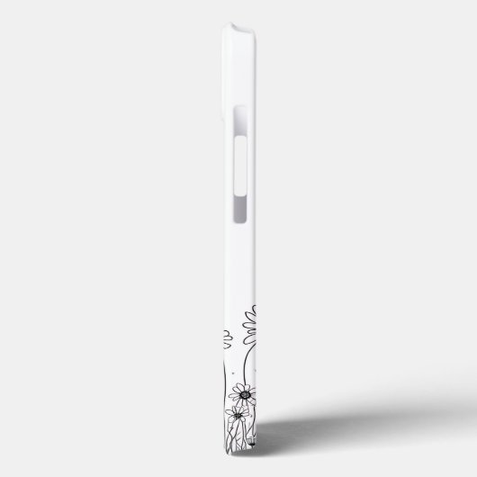 Black and White Wildflower iPhone 13 Case (Achterkant / Links)