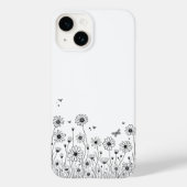 Black and White Wildflower iPhone 14 Cases (Achterkant)