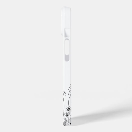 Black and White Wildflower iPhone 14 Cases (Achterkant / Links)