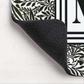 Black and White William Morris Monogram Initiaal Muismat (Hoek)