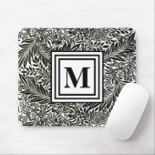 Black and White William Morris Monogram Initiaal Muismat (Met muis)
