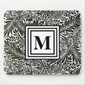 Black and White William Morris Monogram Initiaal Muismat (Voorkant)