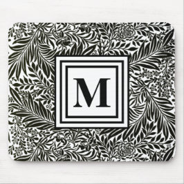 Black and White William Morris Monogram Initiaal Muismat