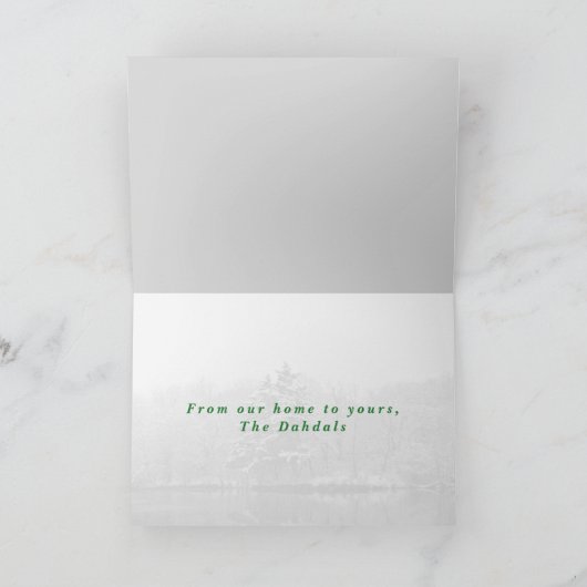 Black and White Winter Holiday Greeting Card Kaart (Binnen)