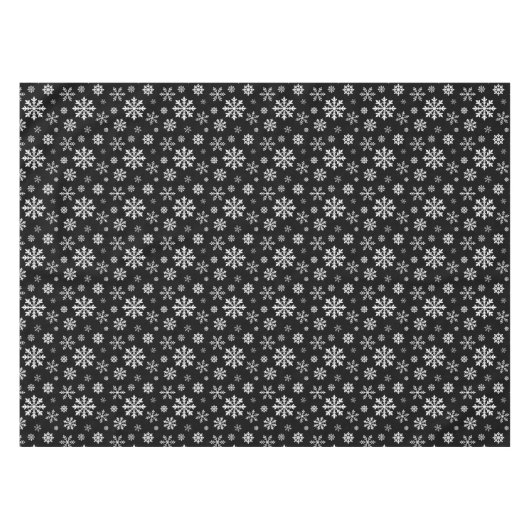 Black And White Winter Snowflake Pattern Modern Tafelkleed (Voorkant (Horizontaal))