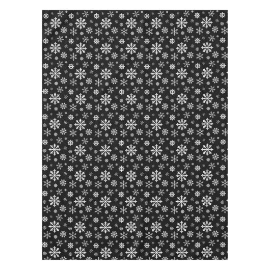 Black And White Winter Snowflake Pattern Modern Tafelkleed (Voorkant)