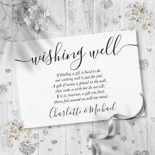 Black and White Wishing Well Wedding Informatiekaartje