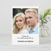 Black and White With Photo Wedding Thank You Card Bedankkaart (Staand voorkant)