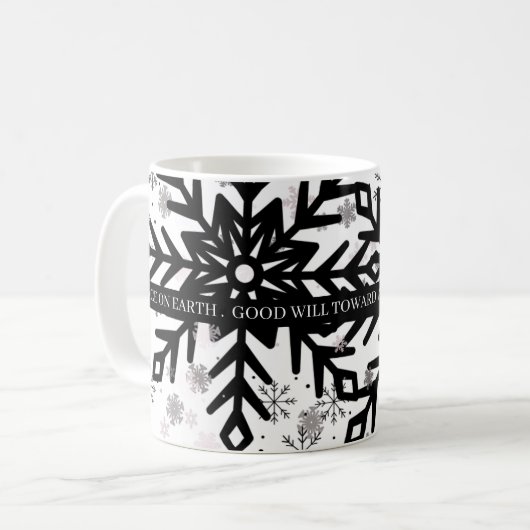 black and white with saying christmas mug koffiemok (Voorkant links)