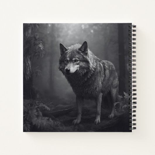 Black and White Wolf Hard Hoesje Journal Notitieboek (Achterkant)