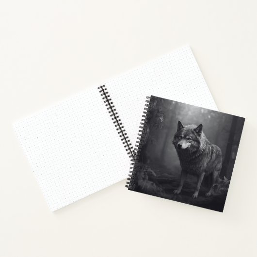 Black and White Wolf Hard Hoesje Journal Notitieboek (Binnen)