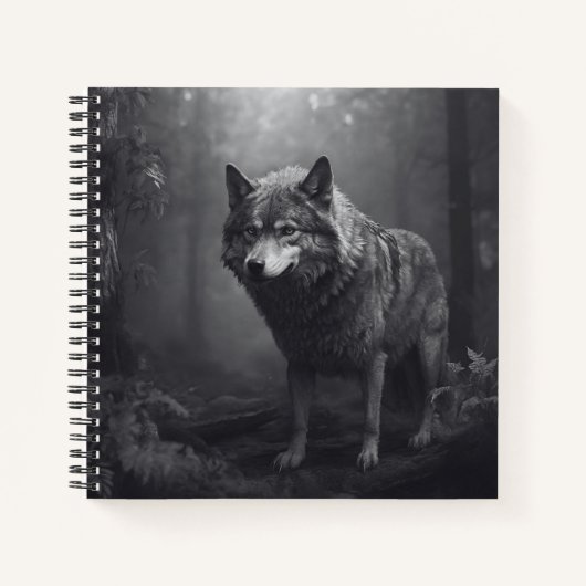 Black and White Wolf Hard Hoesje Journal Notitieboek (Voorkant)