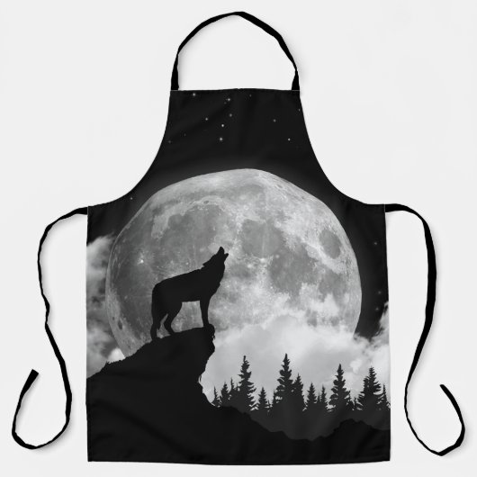 Black and white wolf howling at the moon schort (Voorkant)